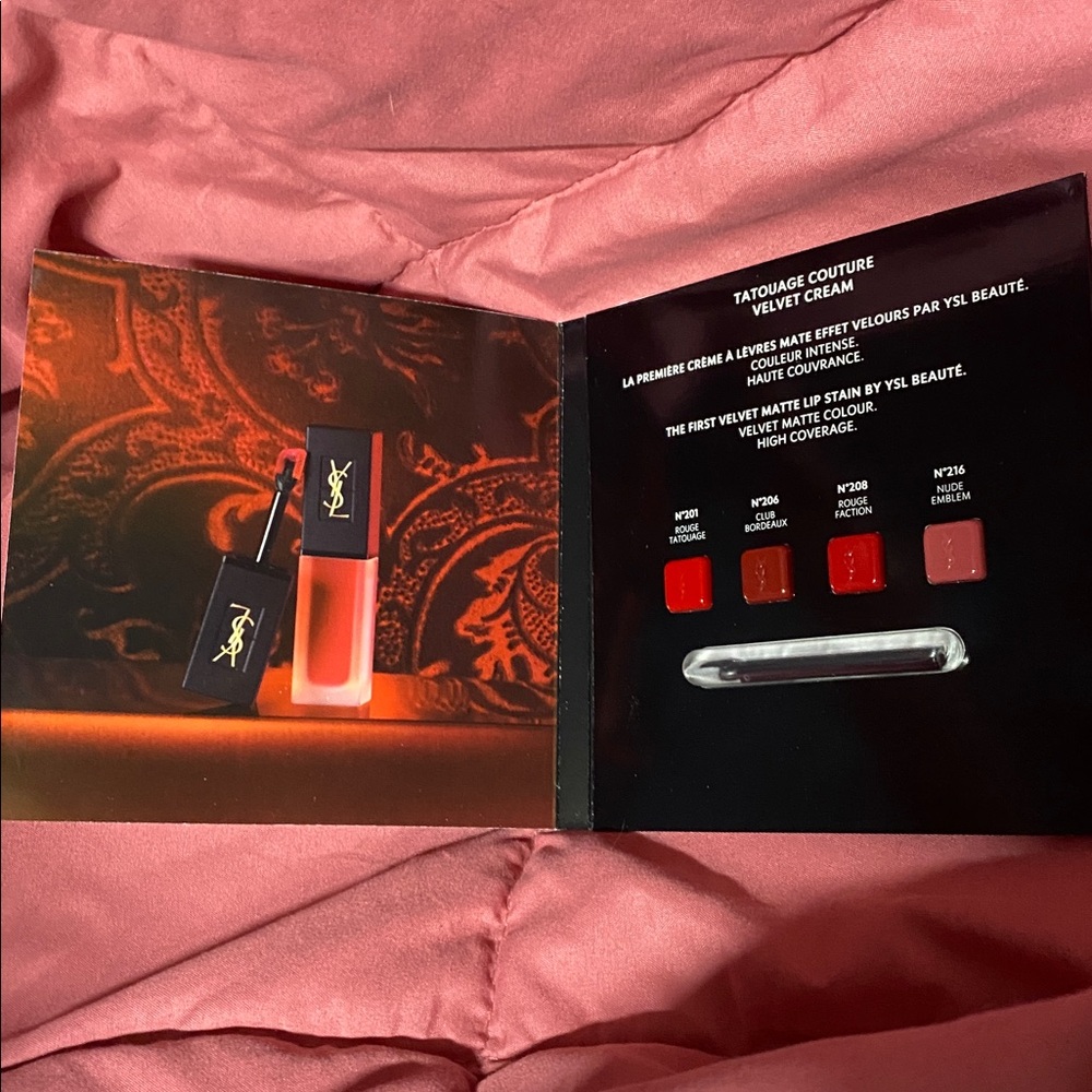 YSL Tatouage Couture Velvet Cream 4 Shade Blister Pack with Lip Brush | Red Pink